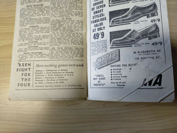 VFL 1956 August 4 Football Record Collingwood v Carlton