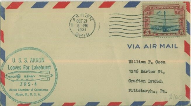 USA, USS Akron airship from Akron to Lakehurst