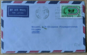 Australia 2/3 Empire Games on Air Mail Cover North Sydney to Klippan Sweden
