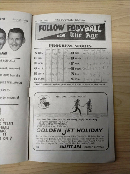 VFL 1964 May 30 Football Record Collingwood v North Melbourne