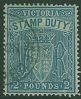 Victoria Australian States  SG 276 £2 Two Pound Stamp Duty bright blue FU
