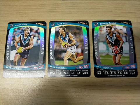 2011 Teamcoach Prize Cards Team Set ERROR CARDS NOT EMBOSSED Port Adelaide