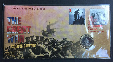 2015 GB Great Britian UK £2 Joint Issue The Great War Gallipoli Campaign Limited Issue PNC