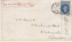 SA Australian States 5-4-1886 6d Letter Adelaide to London per steamer Cuzco