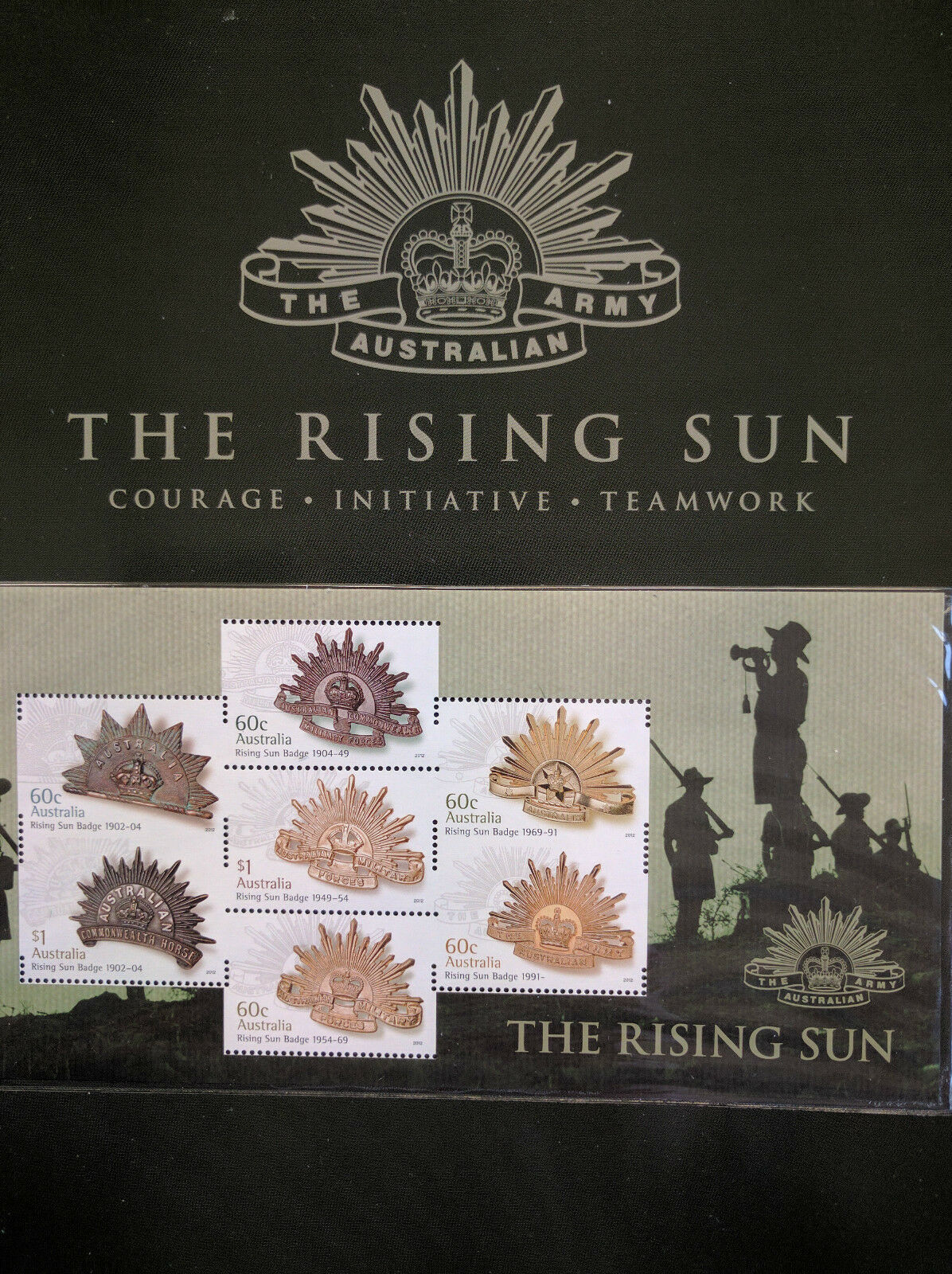 Australia The Rising Sun Stamp Pack, army badge