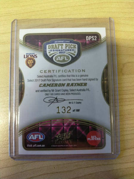 2018 Select Legacy Draft Pick Signature Cameron Rayner Draft Pick 1 No.132/180