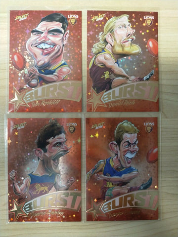 2016 Select Orange Star Burst Brisbane Team Set Of 4 Cards