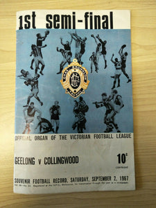 VFL 1967 September 2 Football Record 1st Semi Final Geelong v Collingwood