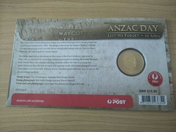 2012 Australian $1 ANZAC Day PNC 1st Day Issue