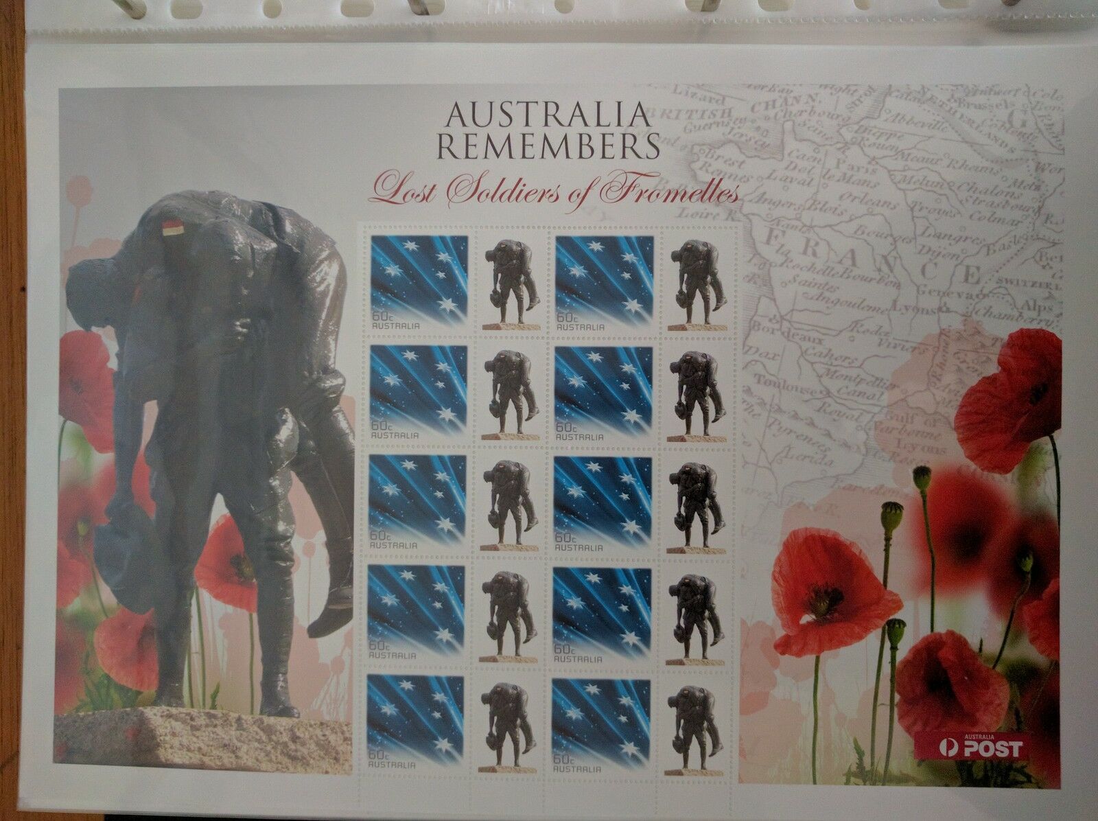 Australia Post 60c Souvenir Sheet Australia Remembers Lost Soldiers of Fromelles