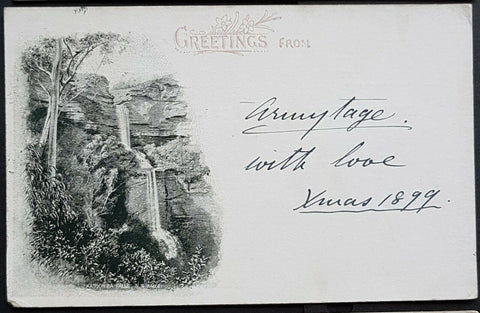NSW 1d Arms Post Card Greetings from Katoomba Falls HG 19a U