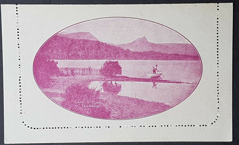 Australia Letter Card 1d Kangaroo Lake St Clair Tas tiny dent on face LC 14.67A