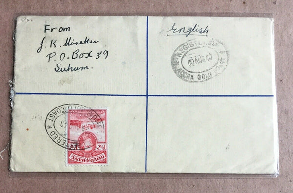 Gold Coast 1940 King George VI Registered Letter Postal Stationery To London