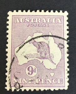 Australia 9d Mauve Second Watermark Kangaroo Fine Used SG27
