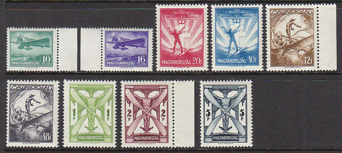 Hungary Airmails SG 554/62 Air set of 9 MLH