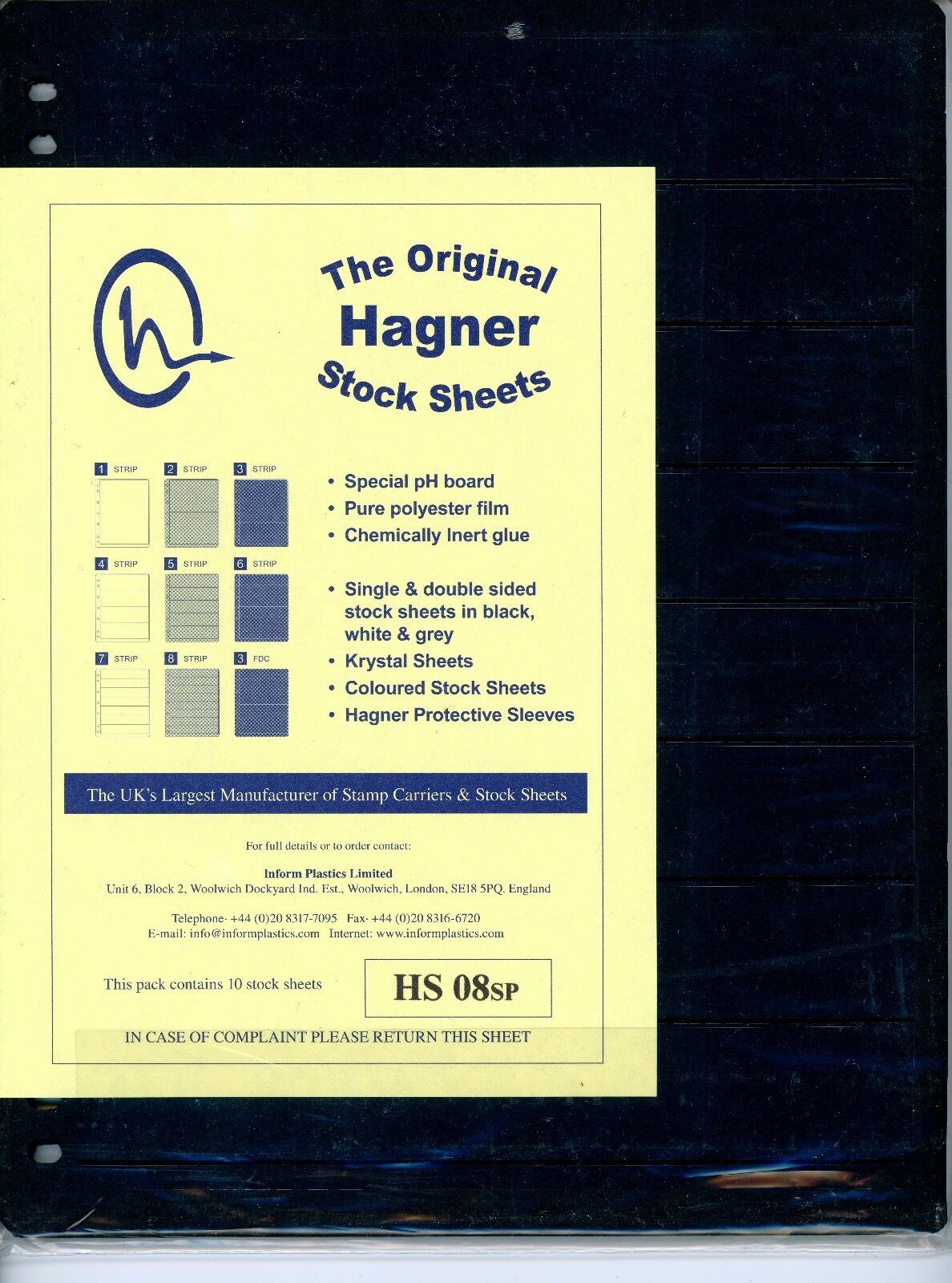 Hagner 8 Pocket Single Sided Stamp Stock Sheets Pack of 10