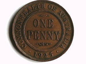 Australia 1925 One Penny 1d Fine Condition Key Date