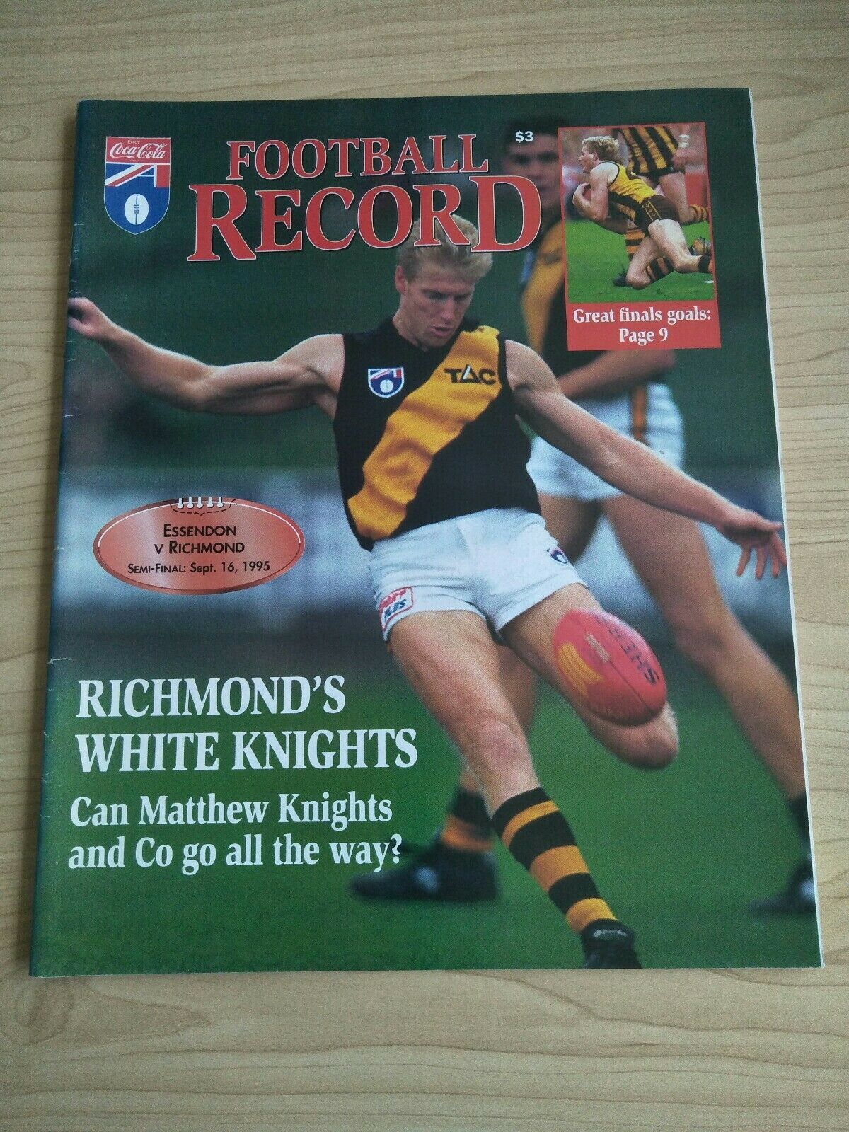 AFL 1995 Semi Final Football Record Essendon v Richmond