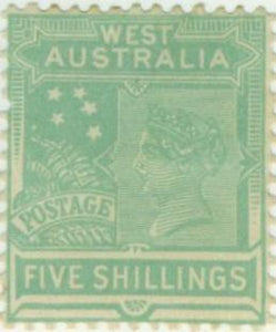 WA Western Australia Australian States SG 126 5/- emerald-green stars constellations MLH