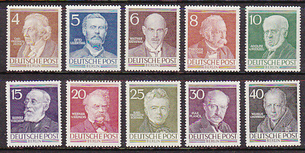 Berlin West Germany SG B91-100  Famous Berliners set of 10 Michel 91-100 MUH