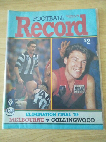 VFL 1989 Elimination Final Football Record Melbourne v Collingwood