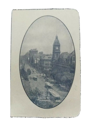 Australia Letter card 1d KGV Collins St Melbourne LC17-41A trams clock creased U