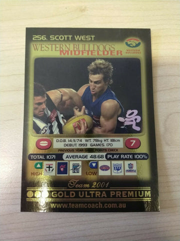 2001 Teamcoach Gold Prize Card Western Bulldogs 256 Scott West