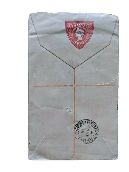 Victoria - Tasmania 4d registered envelope postal stationery to Tattersalls HG7C
