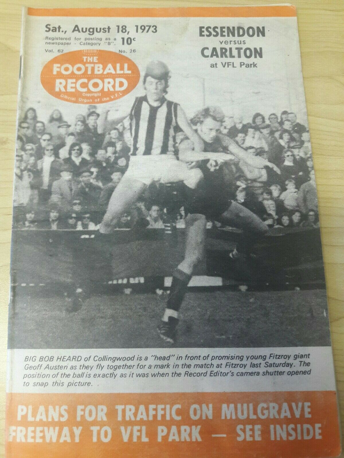 VFL 1973 Football Record August 18 Carlton v Essendon