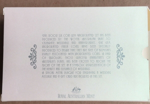 Australia 2002 Royal Australian Mint Wedding Coin Collection. Ideal Anniversary Gift.