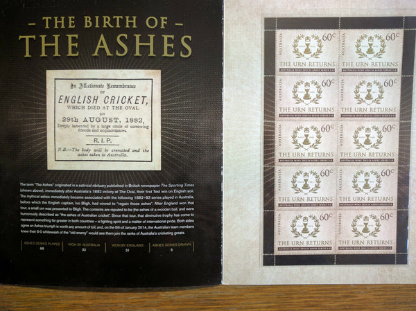 Australia Post 2013/14 The Urn Returns Ashes Stamp Pack