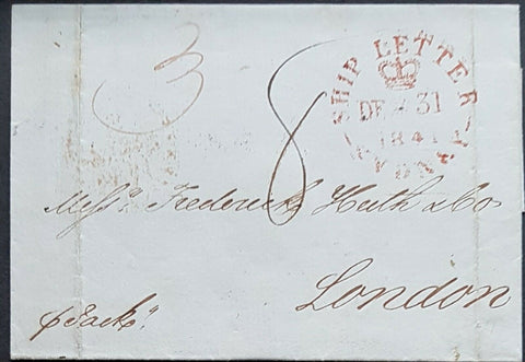 NSW Pre stamp ship letter Sydney De 31 1841 to London 22 May 1842