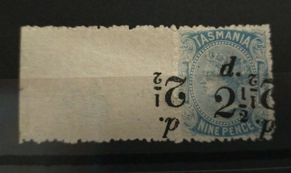 Tasmania Australian States SG 168a 1891 2½d on 9d Blue inverted Surcharge Error