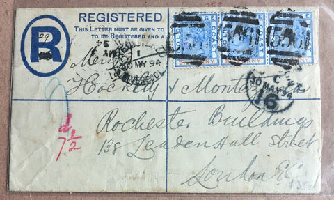 Gold Coast 1894 Queen Victoria Registered Letter Postal Stationery To London