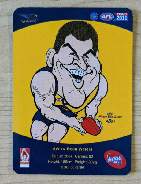 2011 Teamcoach Sample Star Wildcard SW-16 Beau Waters West Coast Eagles