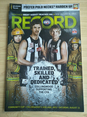 2010 Round 21 Community Cup AFL Football Record Collingwood v Adelaide