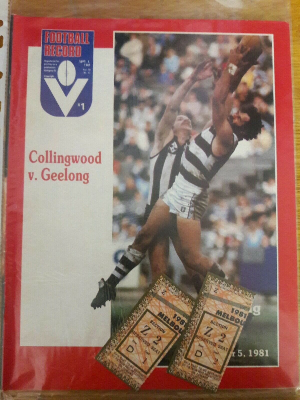 VFL 1981 Qualifying Final Collingwood v Geelong Football Record and Tickets