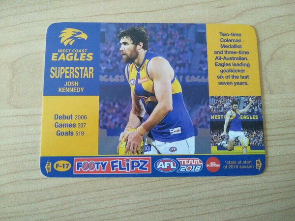 2018 AFL Teamcoach Footy Flipz Card West Coast Josh Kennedy/Glen Jakovich