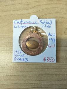 Australia, Victoria 1925 Castlemaine Football Club Minor Premiers Gold Fob