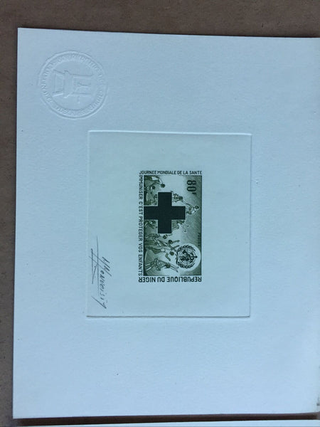 Niger 80f. Red Cross Artist Signed Die Proof 4 Different Colours SG679