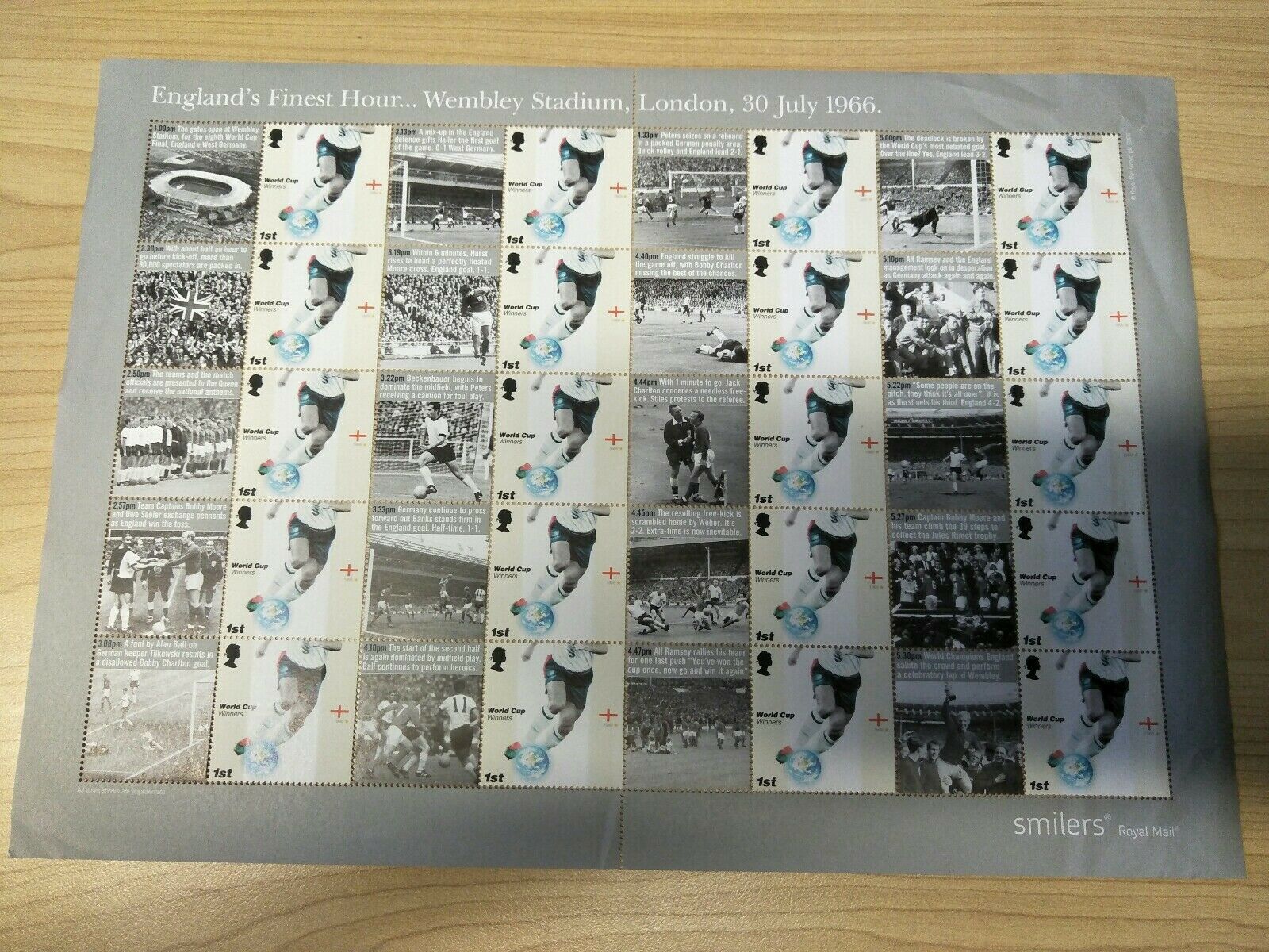 1966 Great Britain England World Cup Soccer Stamp Sheet