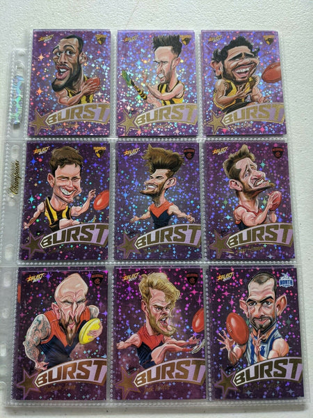 2017 AFL Select Footy Stars Purple Burst Complete Set of 72