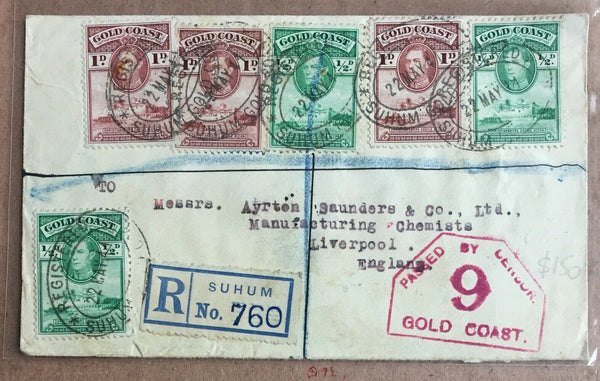 Gold Coast 1941 King George VI Registered Cover Passed By Censor to Liverpool
