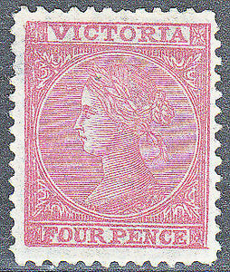 Victoria Australian States SG 144b 4d Dull rose, thinned. Mint