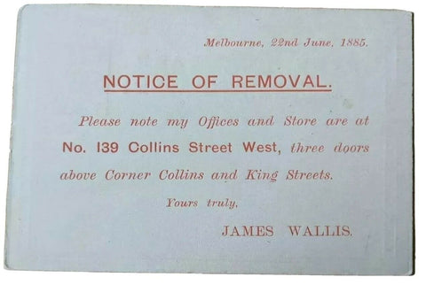 Victoria 1885 1d Post Card Mint PC5b printed to private order Notice of Removal