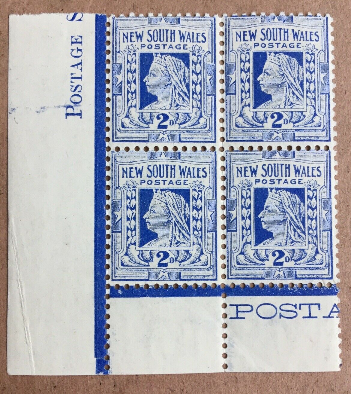 NSW Australian States 1905 2d Deep Ultramarine SG 335 block of 4 mint