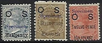 NSW Australian States SG O55-57 Surcharges set of 3 overprinted Specimen MLH