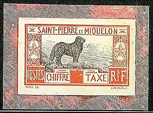 Saint Pierre and Miquelon 163 Postage Due Newfoundland Dog Die Proof