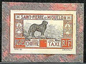 Saint Pierre and Miquelon 163 Postage Due Newfoundland Dog Die Proof