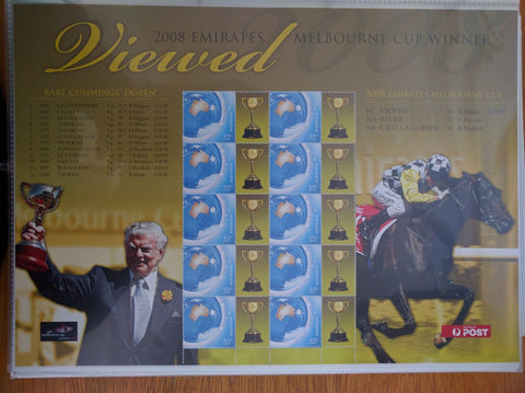 Australia Post 55c Souvenir Sheet - 2008 Emirates Melbourne Cup Winner Viewed